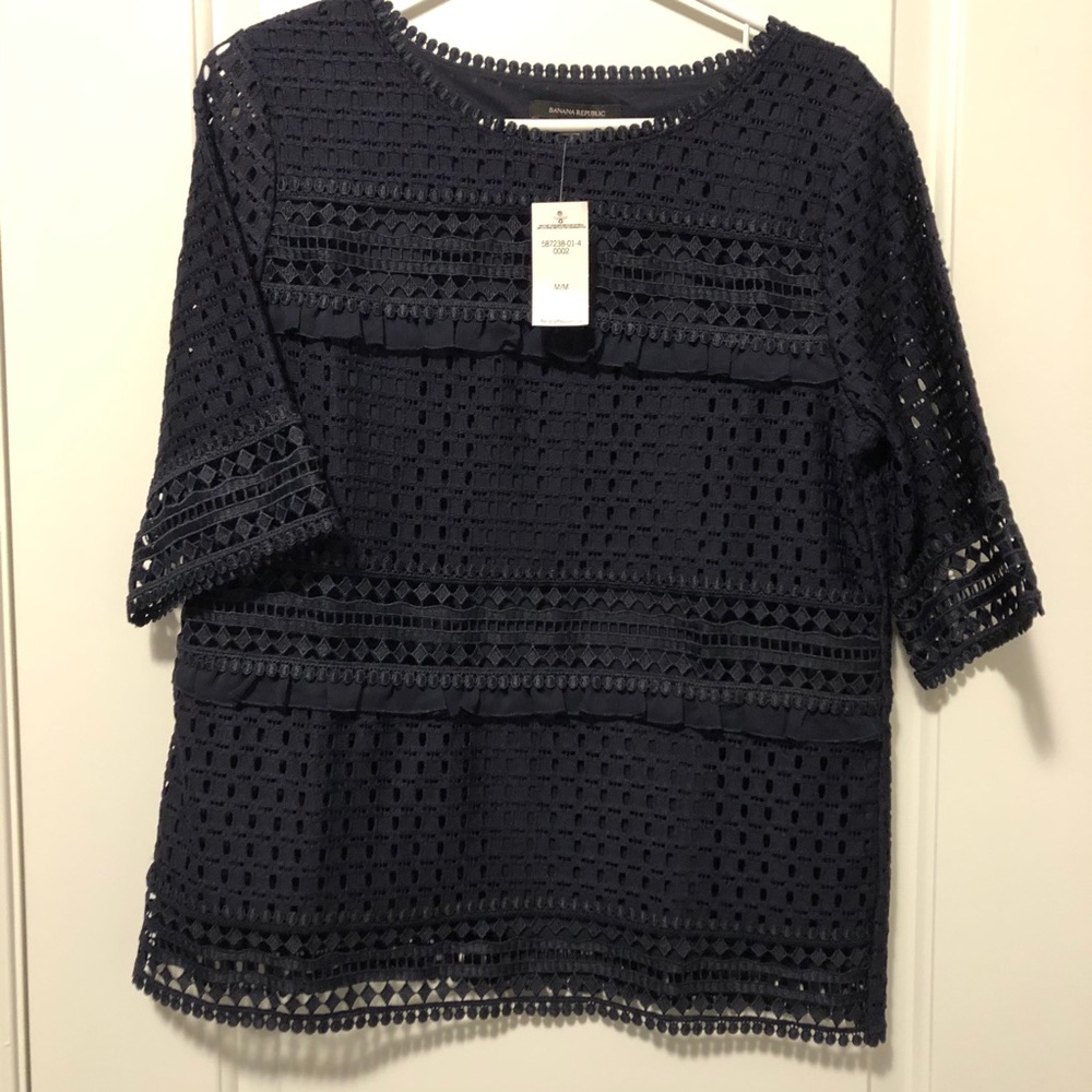 Navy lace Banana Republic top